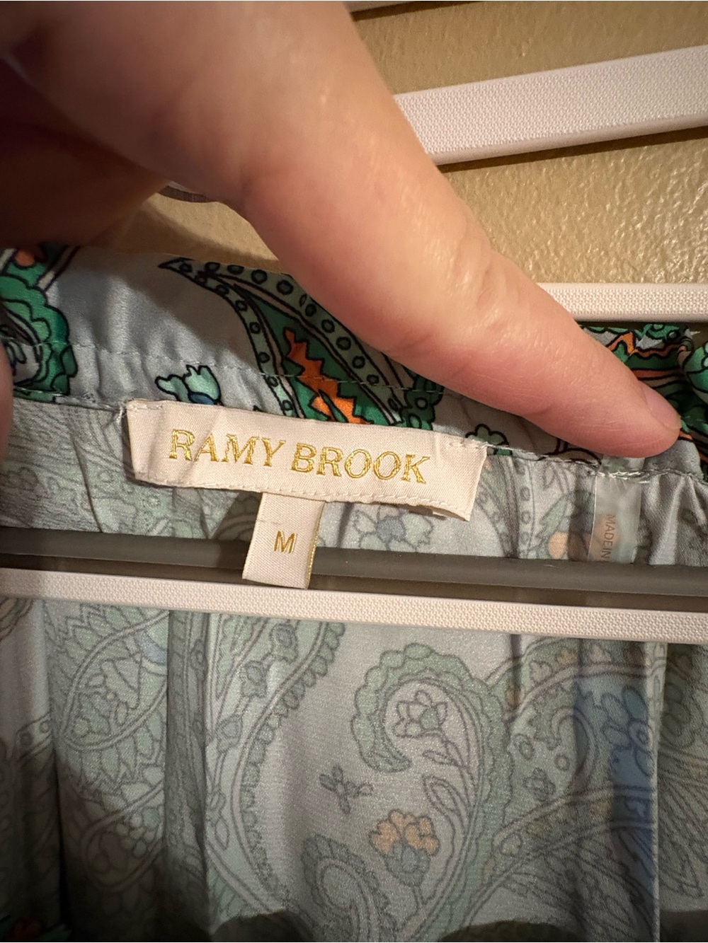 Ramy Brook Claudine Paisley Dress Off Shoulder Smocked Mini M - Picture 3 of 7